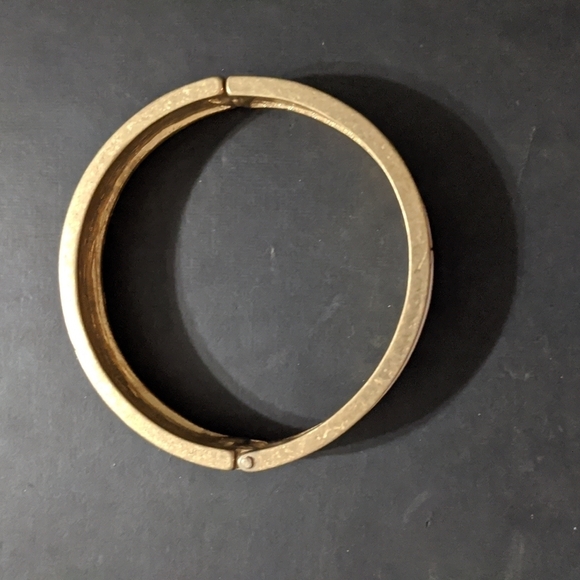 Gold Tone White Enamel Anchor Hinged Cuff Statement Bracelet - Picture 3 of 5